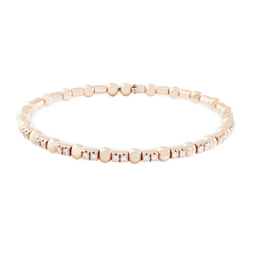 Pulsera extensible oro rosa y brillantes