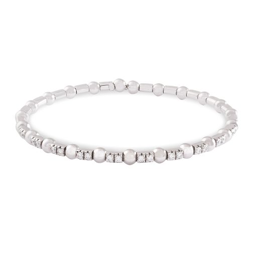 Pulsera extensible oro blanco y brillantes