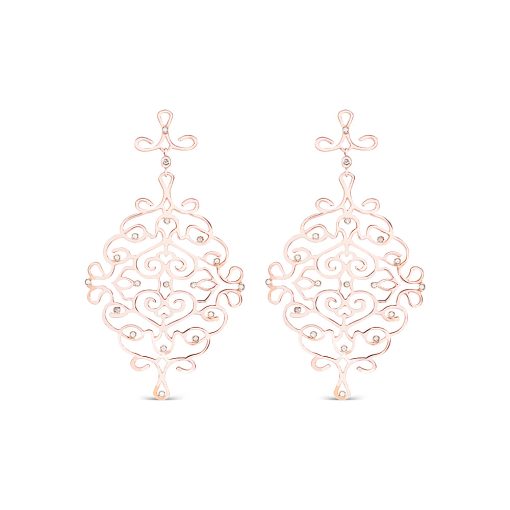 Pendientes largos labrados oro rosa
