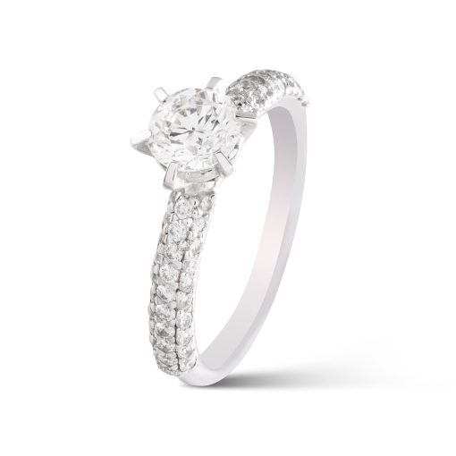 Anillo solitario con pavé de brillantes