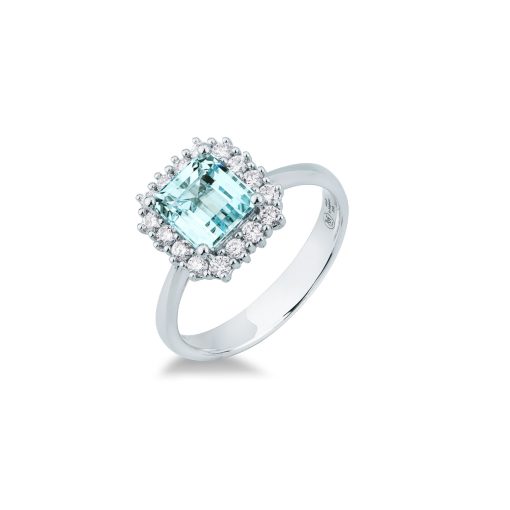 Anillo Bridal con Aguamarina y diamantes