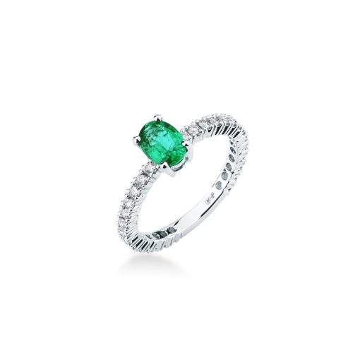 Anillo Bridal con esmeralda y diamantes