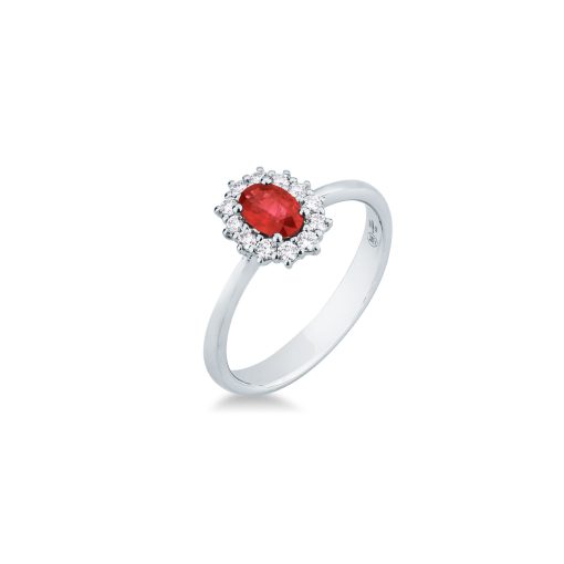 Anillo Bridal con Rubí y diamantes