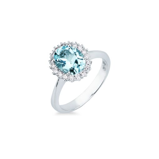 Anillo Bridal con Aguamarina y diamantes