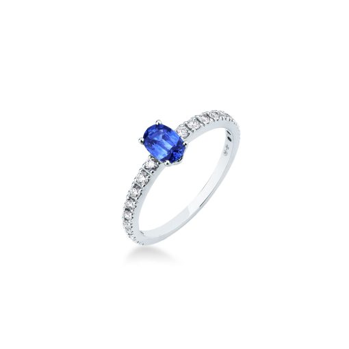 Anillo Bridal con Zafiro y diamantes