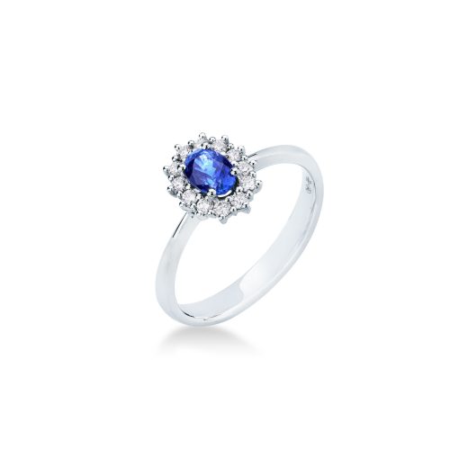 Anillo Bridal con Zafiro y diamantes