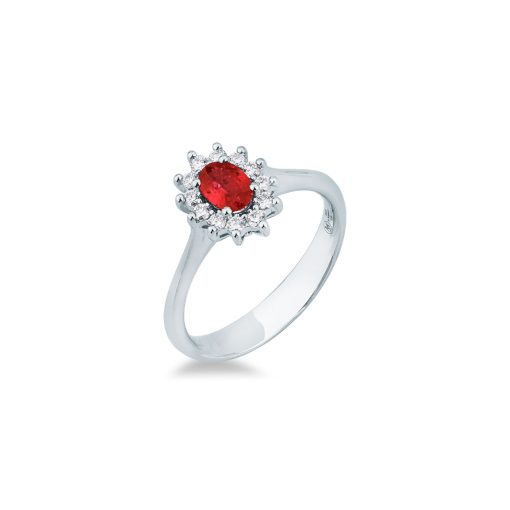 Anillo Bridal con Rubí y diamantes